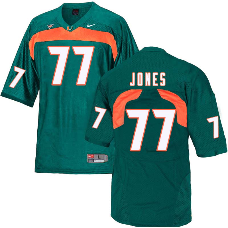 Nike Miami Hurricanes #77 Jahair Jones College Football Jerseys Sale-Green